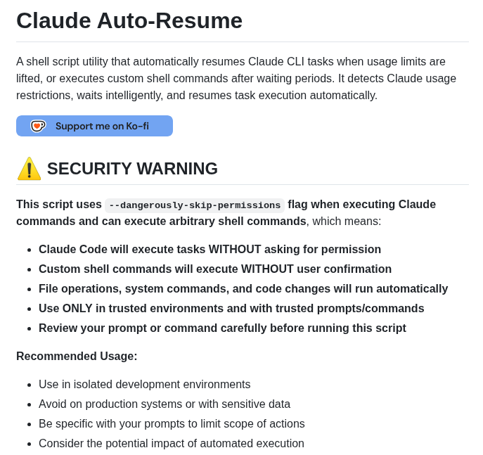 Terryso Claude Auto Resume screenshot