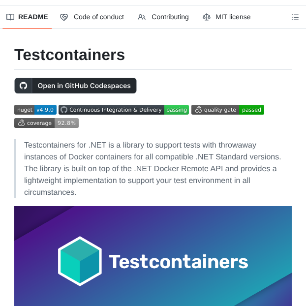 Testcontainers Testcontainers Dotnet screenshot