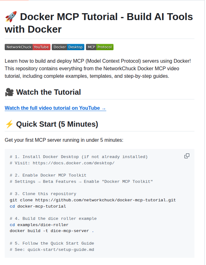 Thenetworkchuck Docker Mcp Tutorial screenshot