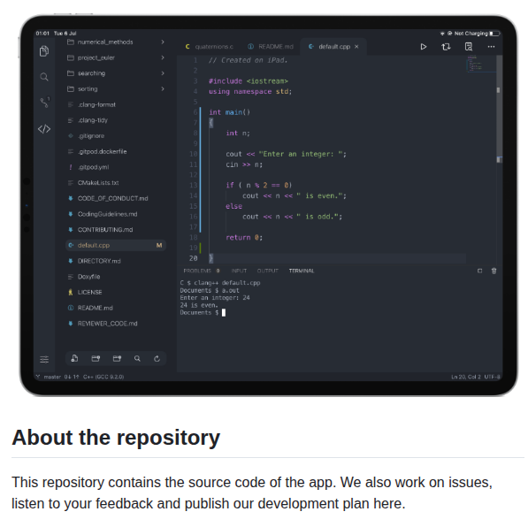 Thebaselab Codeapp screenshot