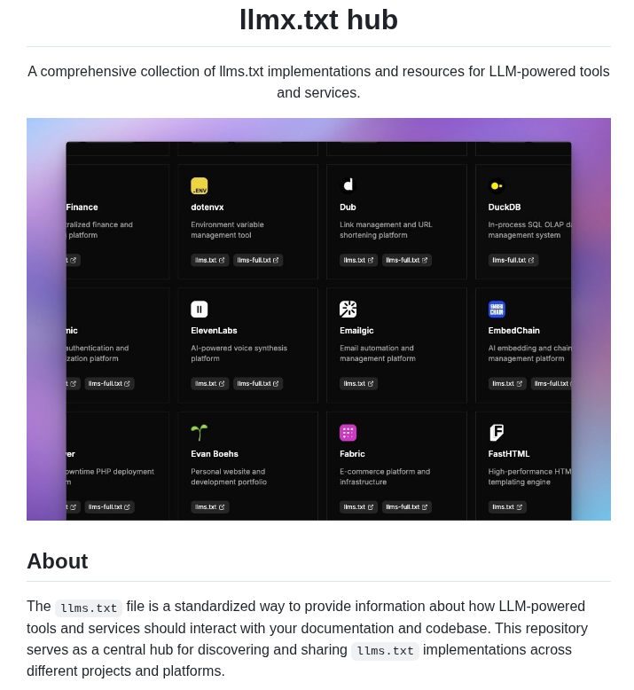 Thedaviddias Llms Txt Hub screenshot