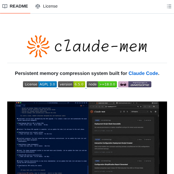 Thedotmack Claude Mem screenshot