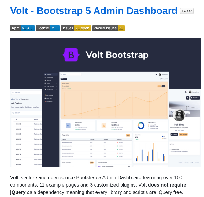 Themesberg Volt Bootstrap 5 Dashboard screenshot
