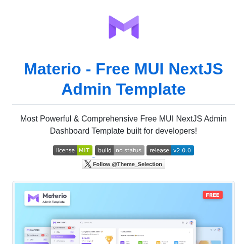 Themeselection Materio Mui Nextjs Admin Template Free screenshot