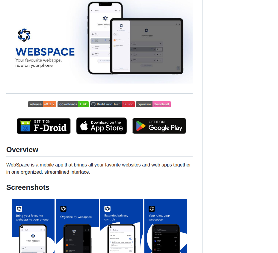 Theoden8 Webspace_app screenshot