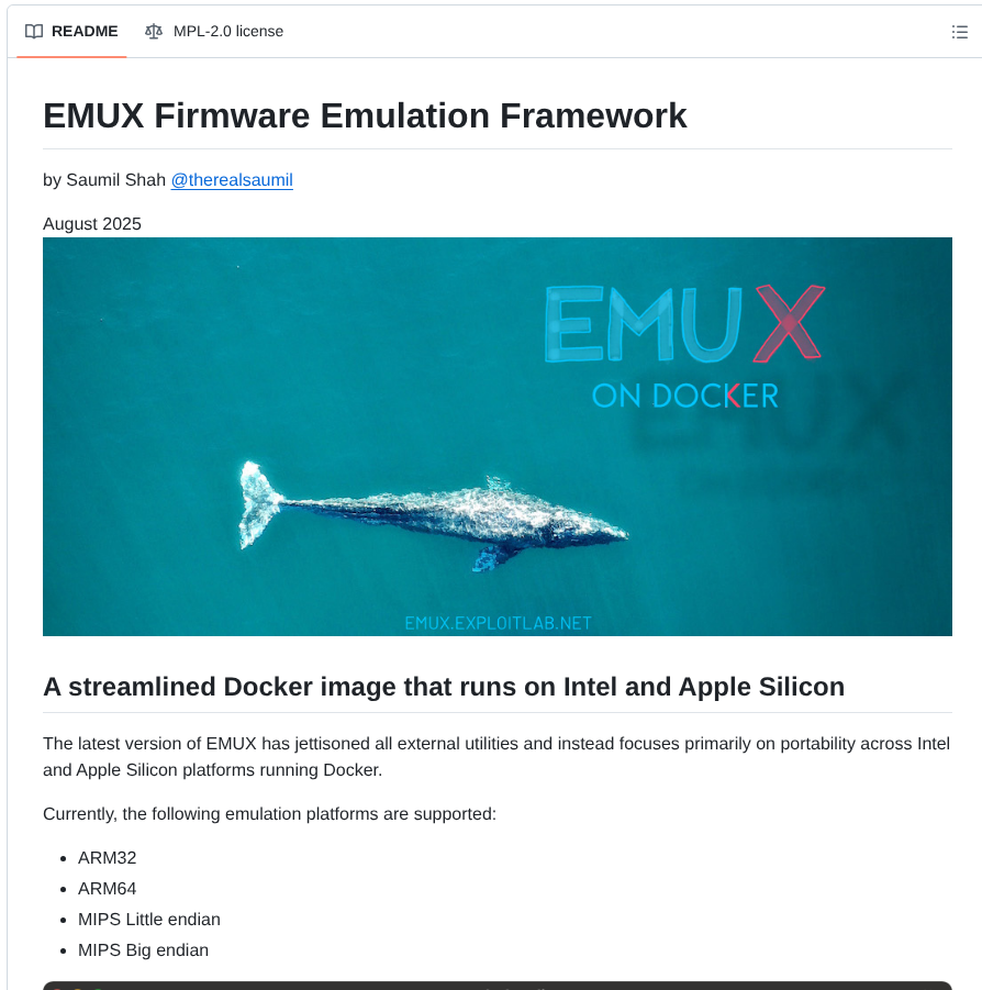 Therealsaumil Emux screenshot