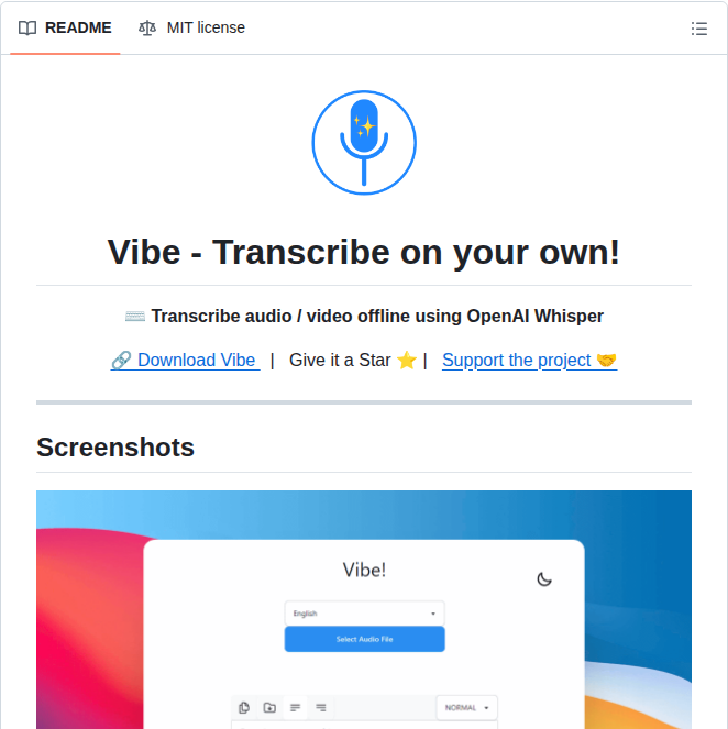 Thewh1teagle Vibe screenshot