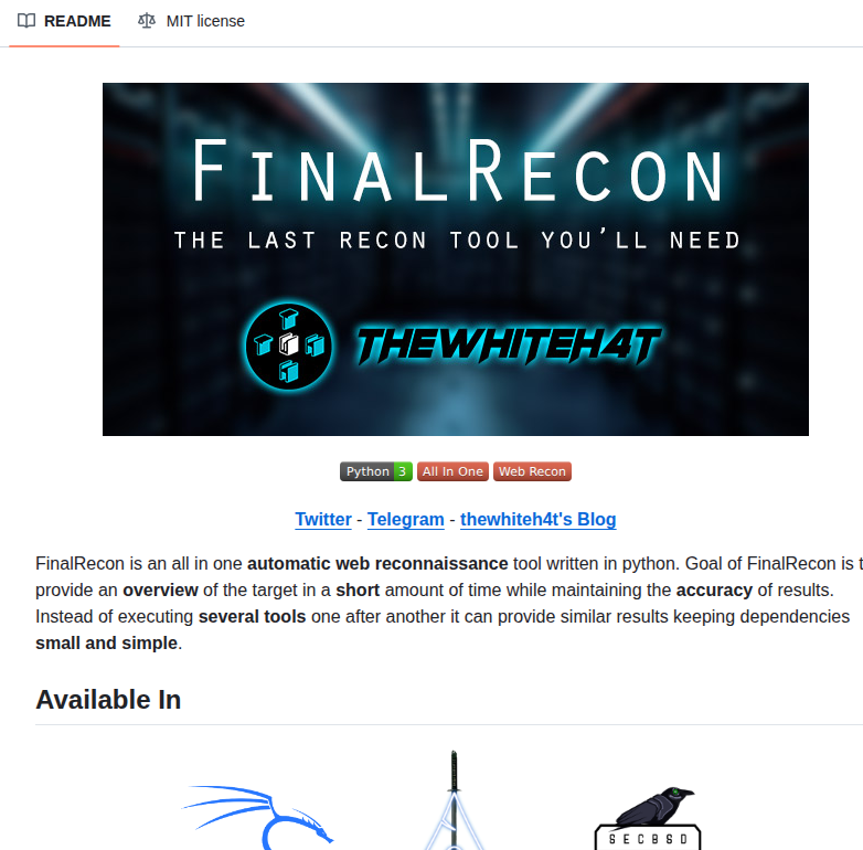 Thewhiteh4t Finalrecon screenshot