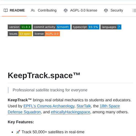 Thkruz Keeptrack.space screenshot