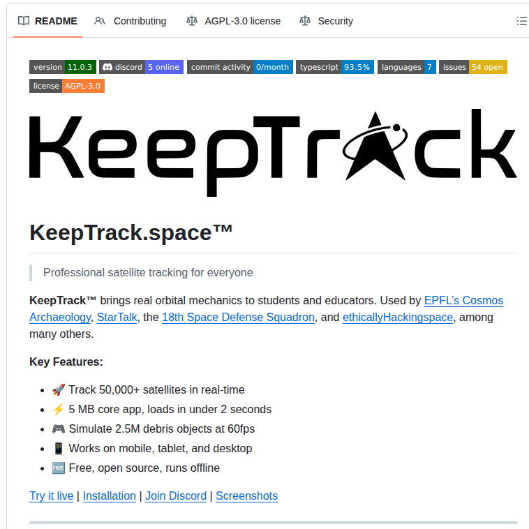 Thkruz Keeptrack.space screenshot