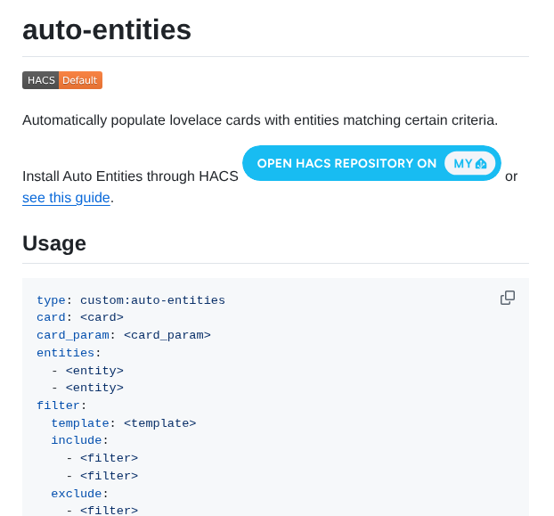 Thomasloven Lovelace Auto Entities screenshot