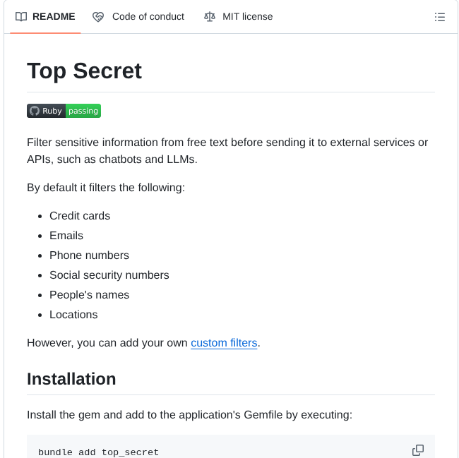 Thoughtbot Top_secret screenshot