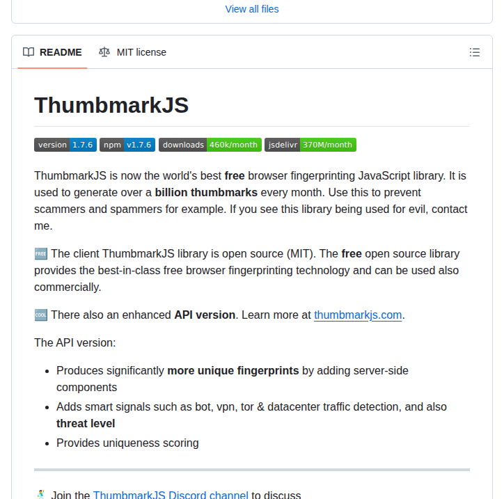 Thumbmarkjs Thumbmarkjs screenshot