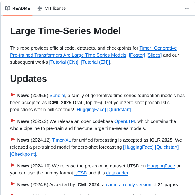 Thuml Large Time Series Model screenshot