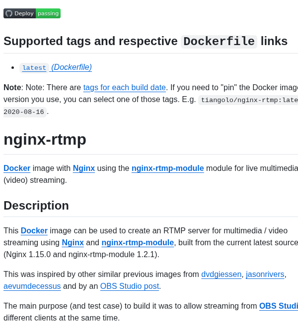 Tiangolo Nginx Rtmp Docker screenshot