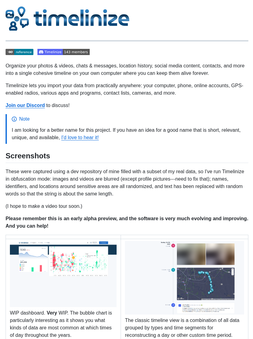 Timelinize Timelinize screenshot
