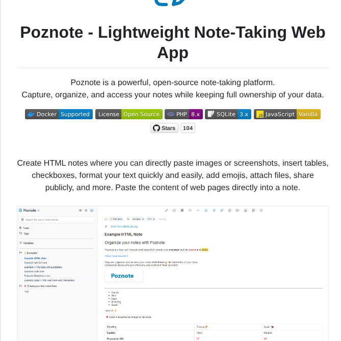 Timothepoznanski Poznote screenshot