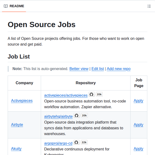 Timqian Open Source Jobs screenshot