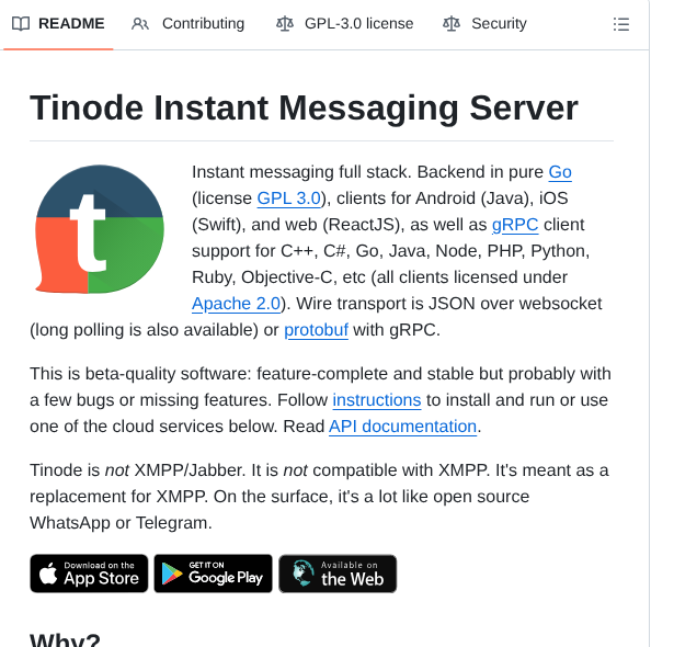 Tinode Chat screenshot