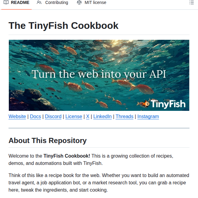 Tinyfish Io Tinyfish Cookbook screenshot