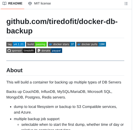 Tiredofit Docker Db Backup screenshot