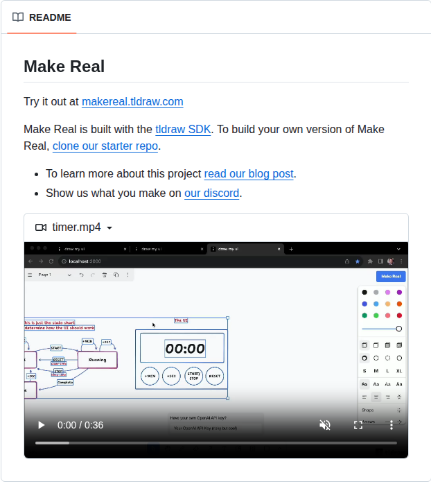 Tldraw Make Real screenshot