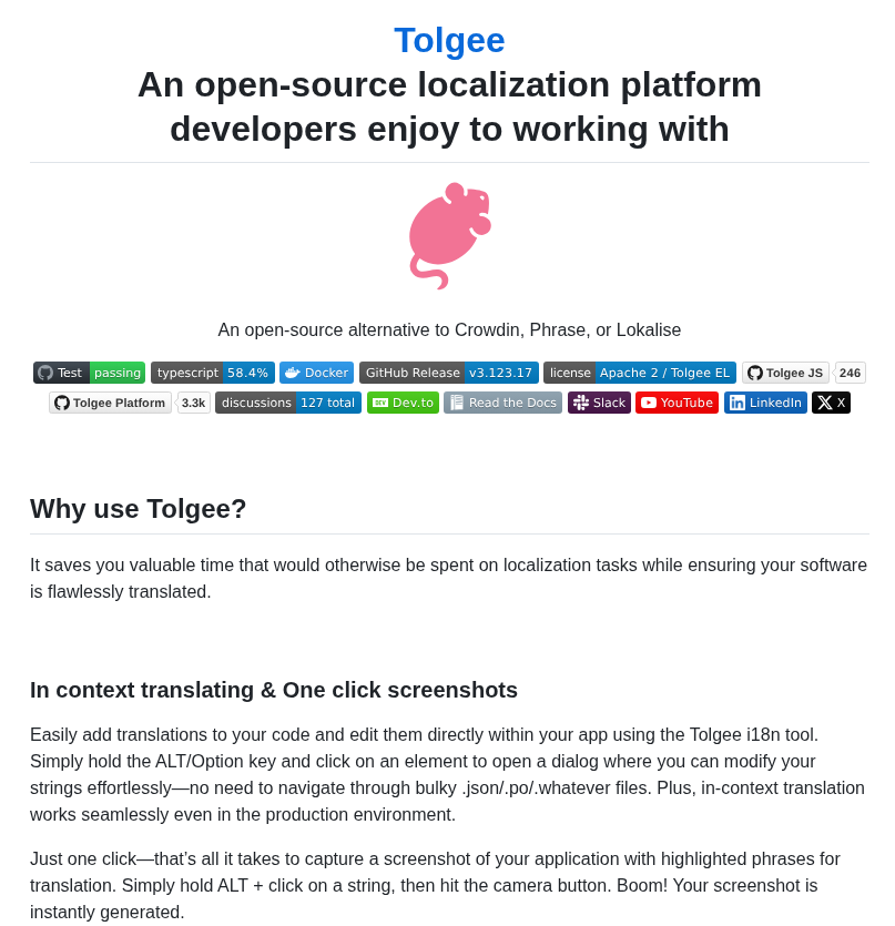 Tolgee Tolgee Platform screenshot