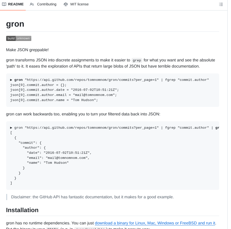 Tomnomnom Gron screenshot