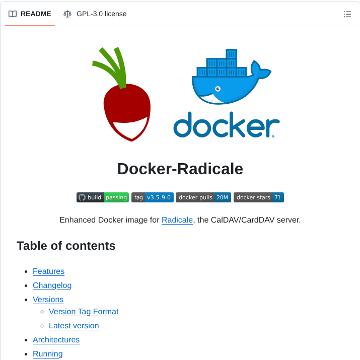 Tomsquest Docker Radicale screenshot