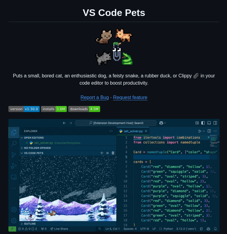 Tonybaloney Vscode Pets screenshot