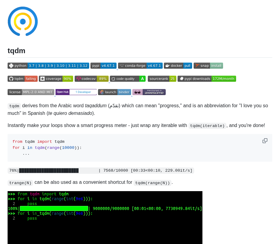 Tqdm Tqdm screenshot