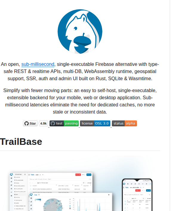Trailbaseio Trailbase screenshot