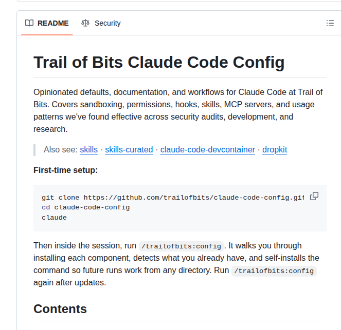 Trailofbits Claude Code Config screenshot