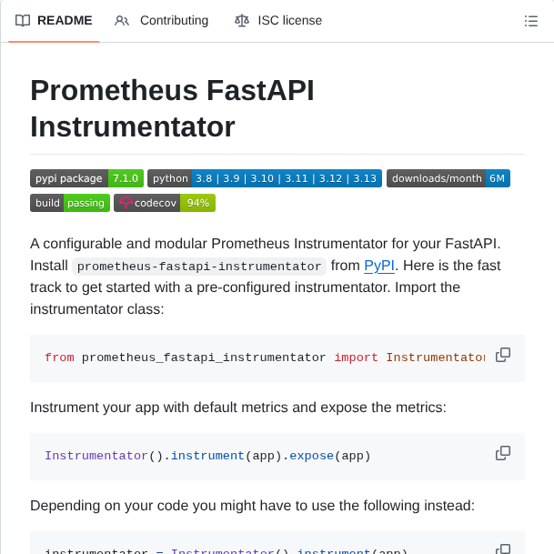 Trallnag Prometheus Fastapi Instrumentator screenshot