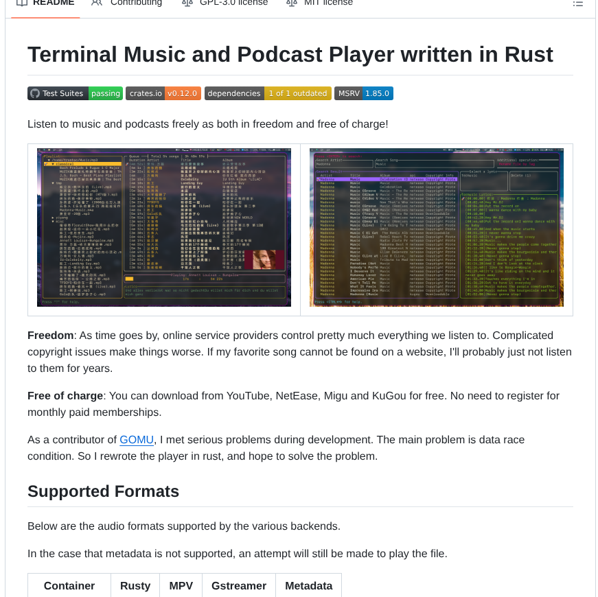Tramhao Termusic screenshot