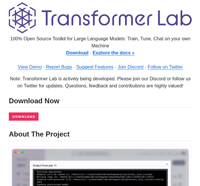 Transformerlab Transformerlab App screenshot