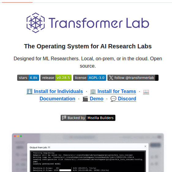 Transformerlab Transformerlab App screenshot