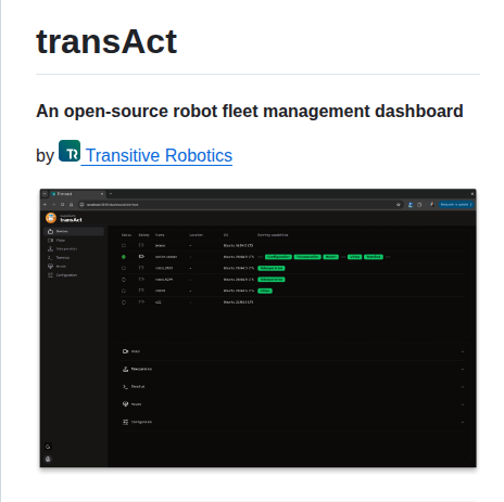 Transitiverobotics Transact screenshot