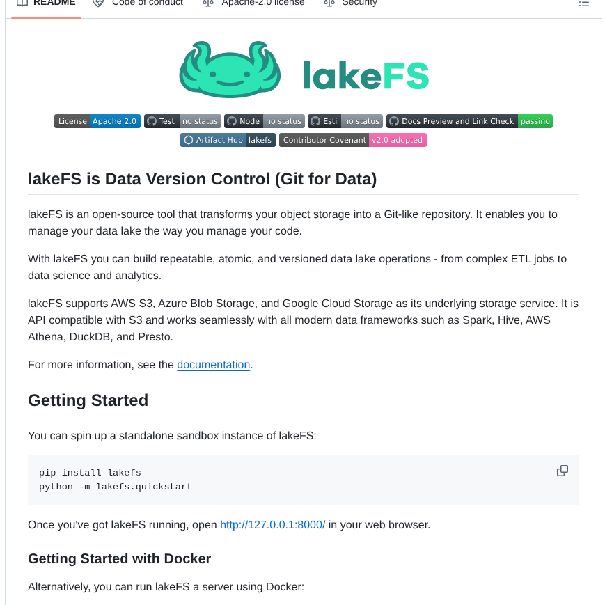 Treeverse Lakefs screenshot