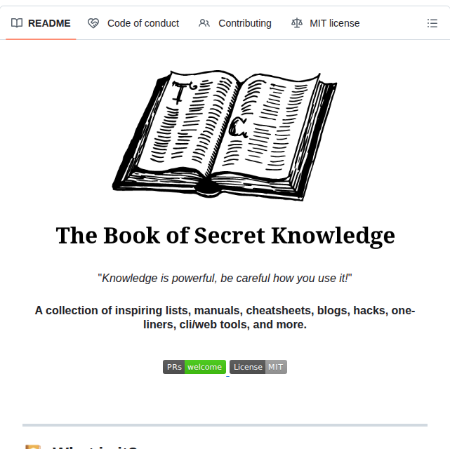 Trimstray The Book Of Secret Knowledge screenshot