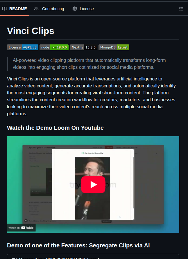 Tryvinci Vinci Clips screenshot
