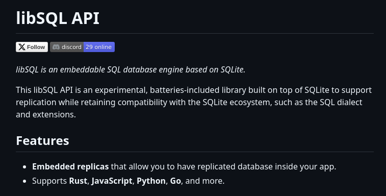 Tursodatabase Libsql screenshot