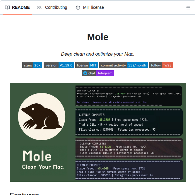 Tw93 Mole screenshot