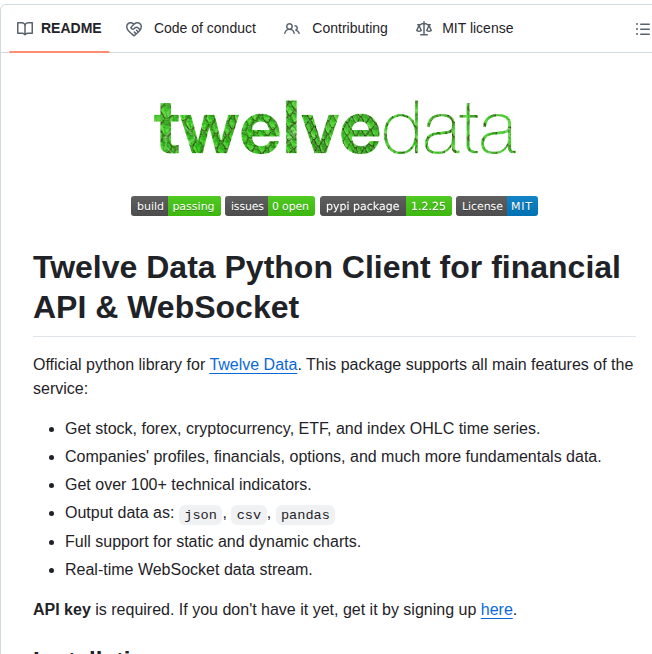 Twelvedata Twelvedata Python screenshot