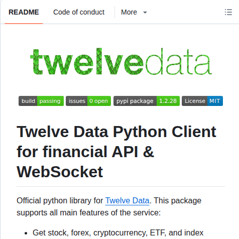 Twelvedata Twelvedata Python screenshot