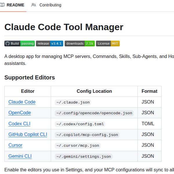 Tylergraydev Claude Code Tool Manager screenshot