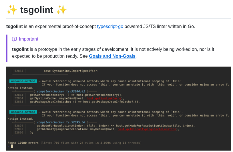 Typescript Eslint Tsgolint screenshot