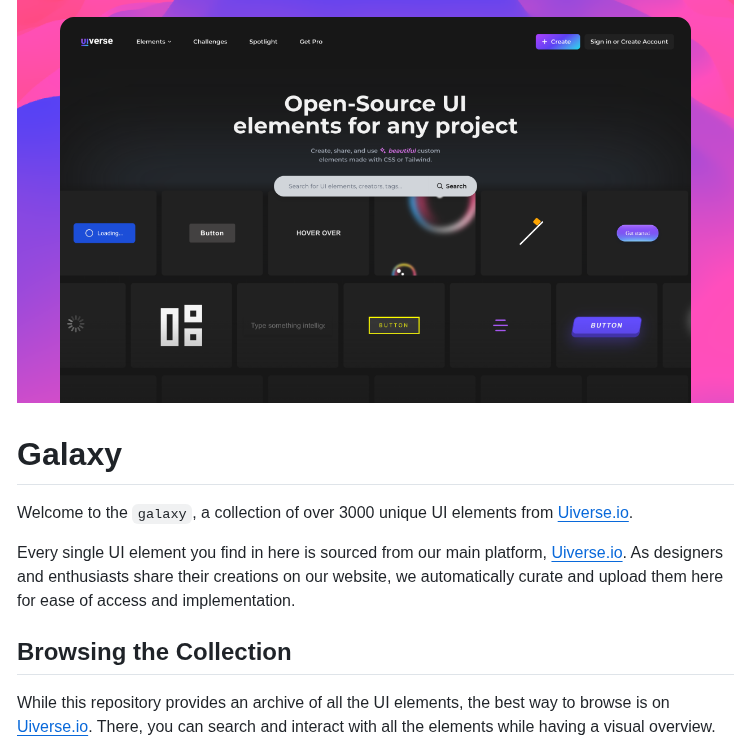Uiverse Io Galaxy screenshot