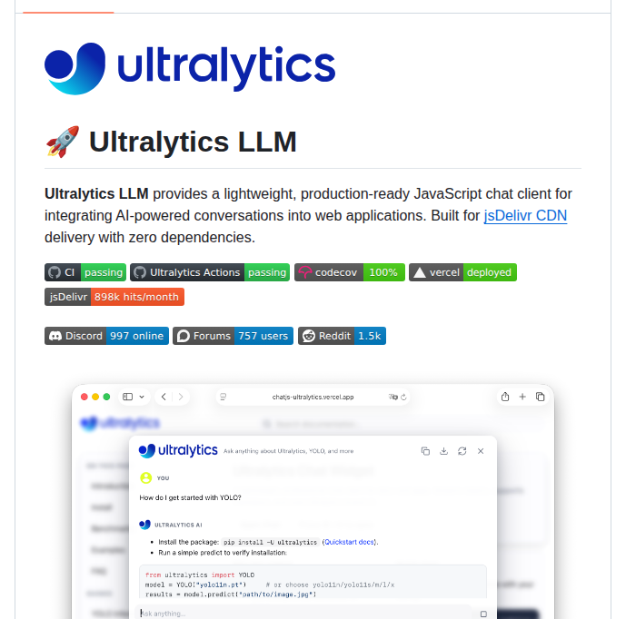 Ultralytics Llm screenshot