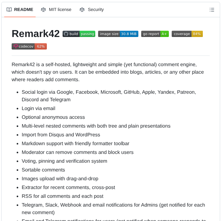 Umputun Remark42 screenshot